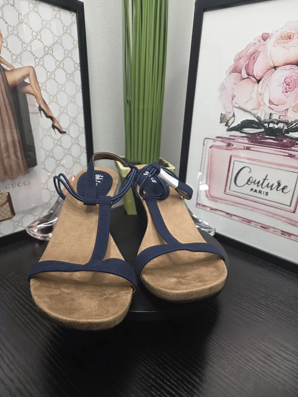 Style & Co. Navy T-Strap Wedge Sandal